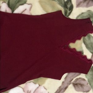 Burgundy lace tank
